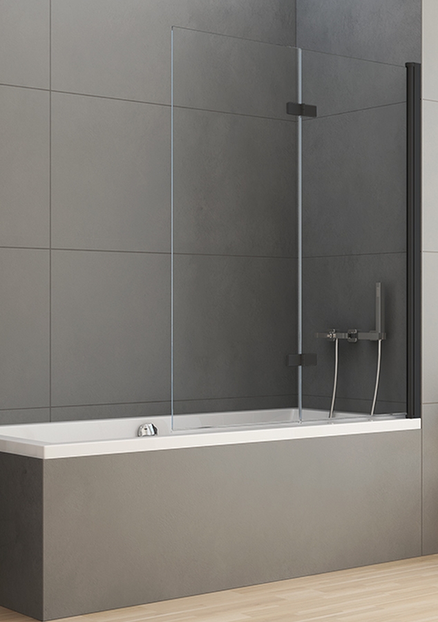 New Trendy New Soleo Black parawan nawannowy 100 cm 2-częściowy czarny mat/szkło przezroczyste P-0042