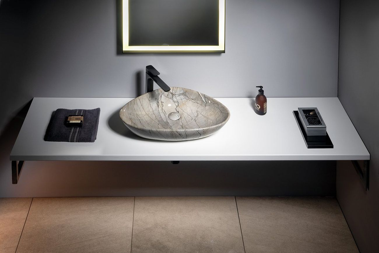 Sapho Dalma umywalka 58,5x39 cm nablatowa owalna grigio MM213