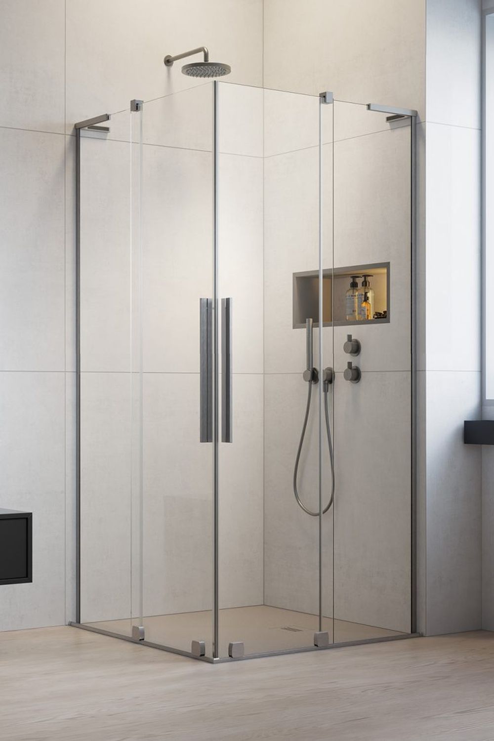 Radaway Furo SL KDD kabina prysznicowa część prawa 90x90 cm kwadratowa nikiel szczotkowany/szkło przezroczyste 10305090-91-01R