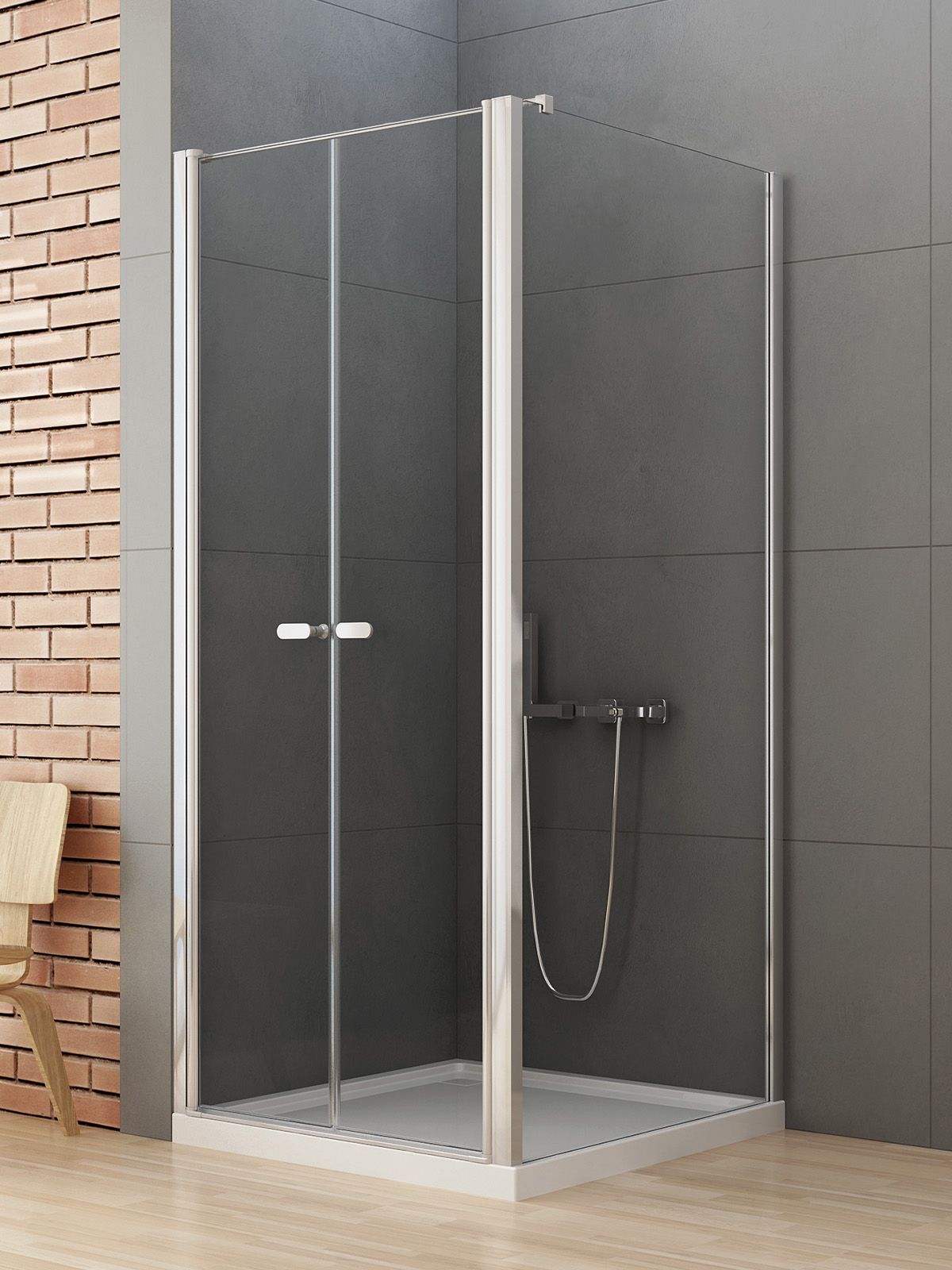 New Trendy New Soleo kabina prysznicowa 90x90 cm kwadratowa chrom połysk/szkło przezroczyste D-0145A/D-0092B-WP