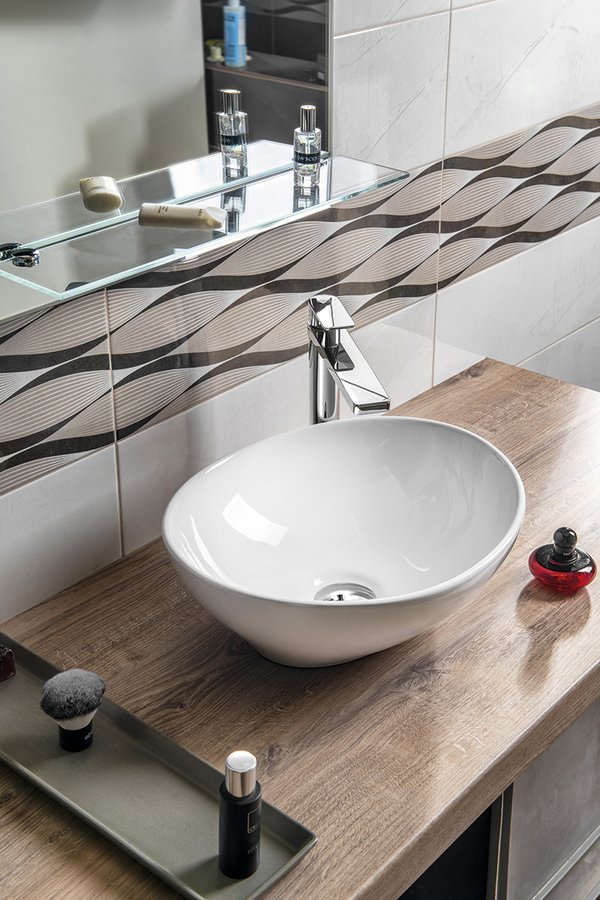 Aqualine umywalka 42x33,5 cm nablatowa owalna biała 49412