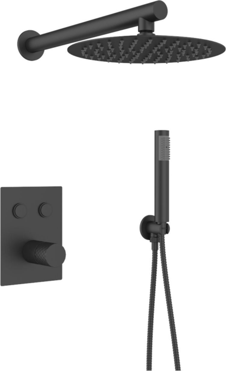 Sea-Horse Ove Black zestaw prysznicowy podtynkowy z deszczownicą czarny mat BJV309B