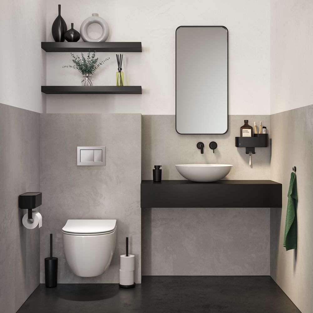 Tiger 2 store koszyk łazienkowy ścienny z haczykiem i pojemnikiem na akcesoria czarny 800374 - Wysyłka w 24h