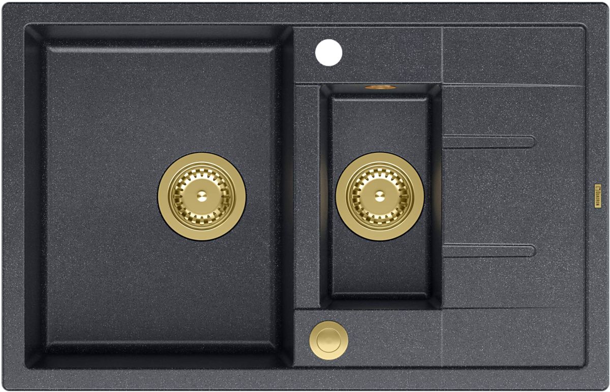 Quadron Morgan 156 zlewozmywak 78x50 cm GraniteQ black diamond/złoty HB8224U8-G1_P2O