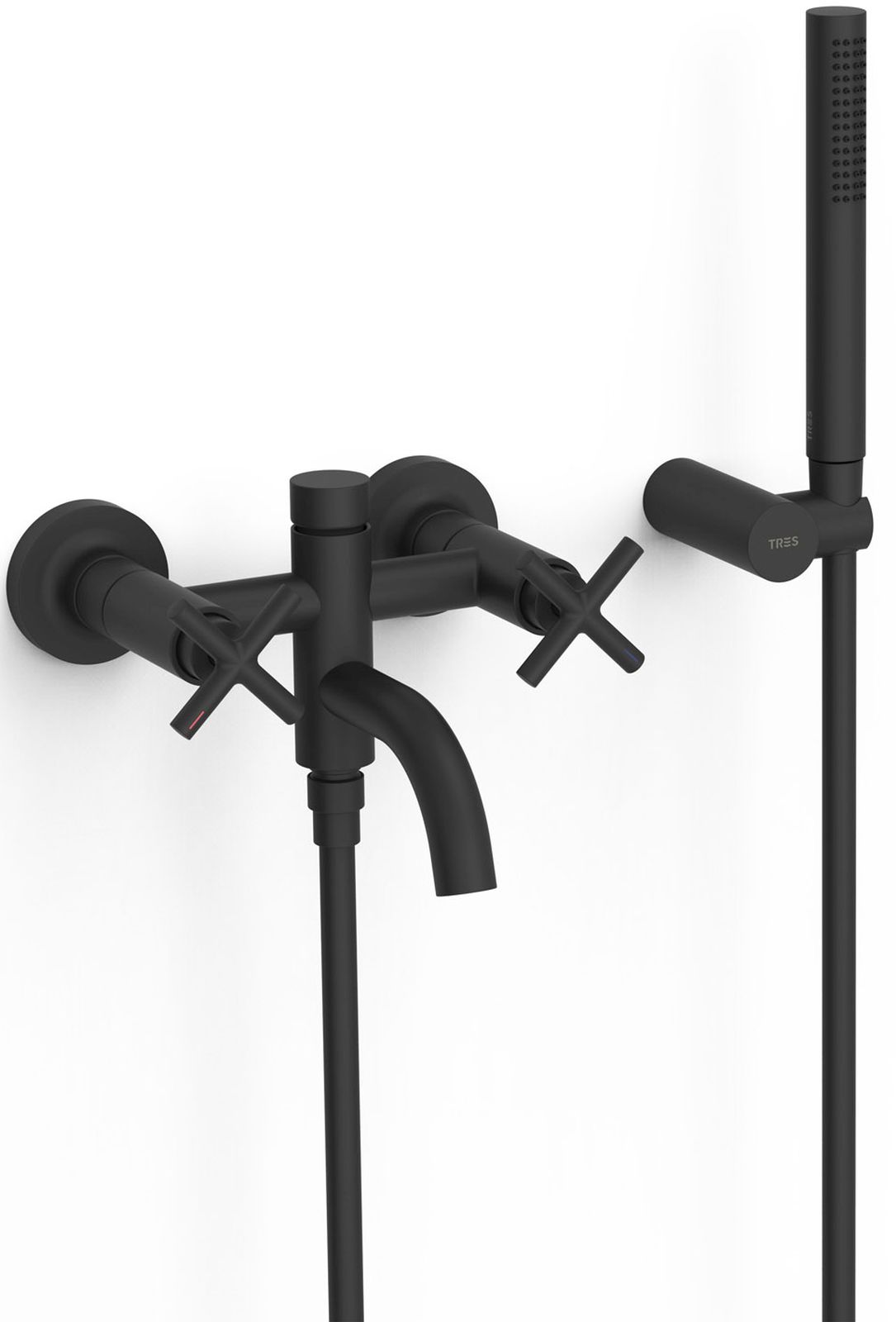 Tres Mont Blanc bateria wannowo-prysznicowa ścienna czarny mat 28317601NM