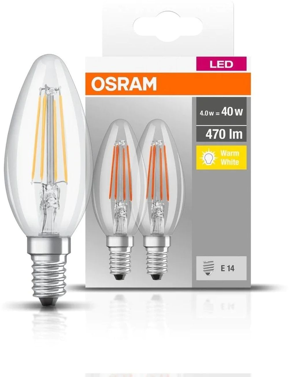 Osram LED Lamps żarówki LED Multipack 2x4 W 2700 K E14