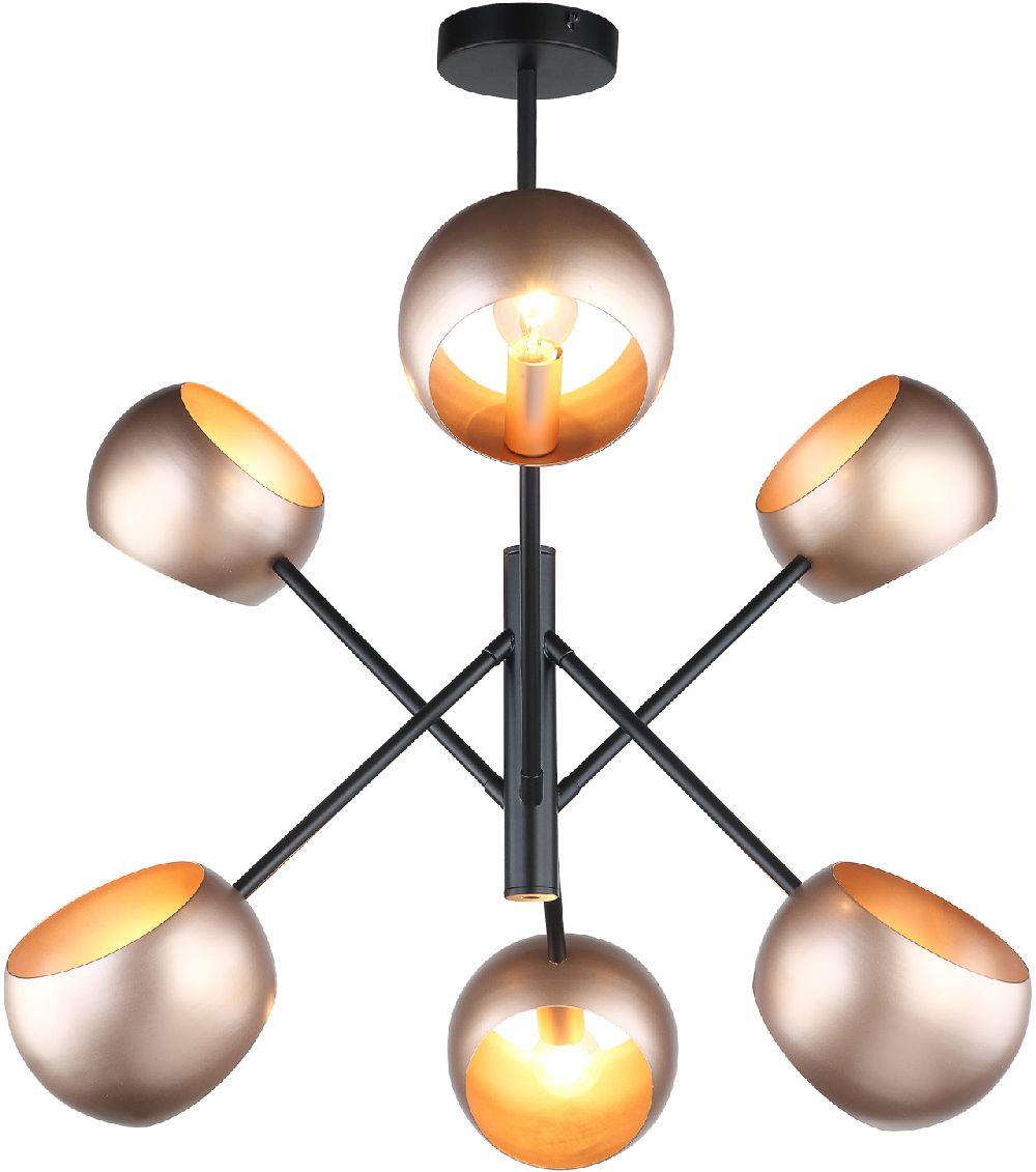 Italux Cavazza lampa podsufitowa 6x60 W czarna MDM-3690/6 BK+GD