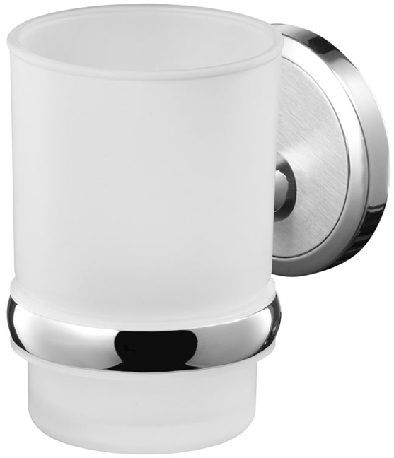 Bisk Sensation kubek do mycia zębów z uchwytem ściennym szkło mrożone/chrom 03098