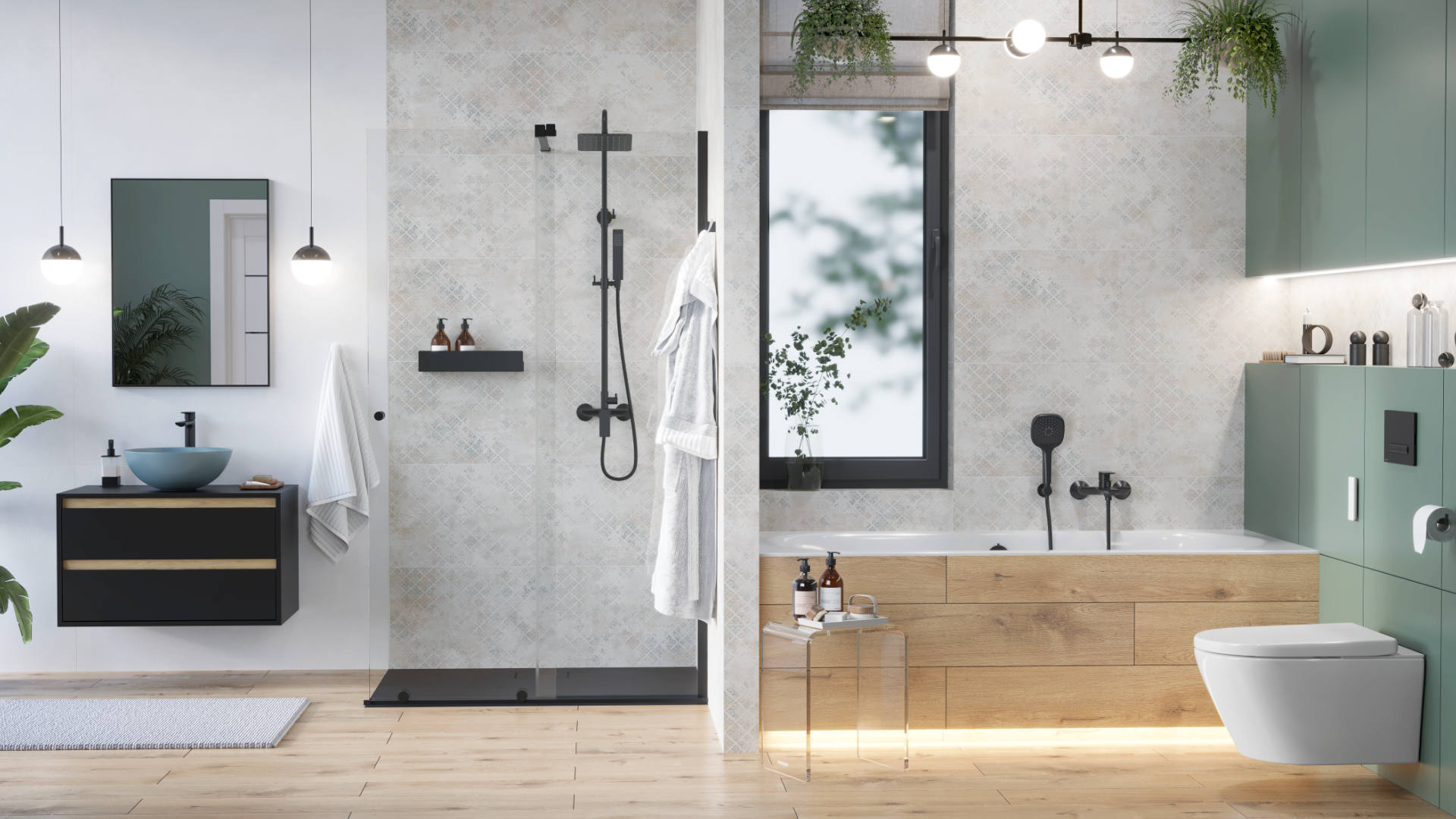 Excellent Glad zestaw prysznicowy ścienny z deszczownicą czarny ARNL.1181BS