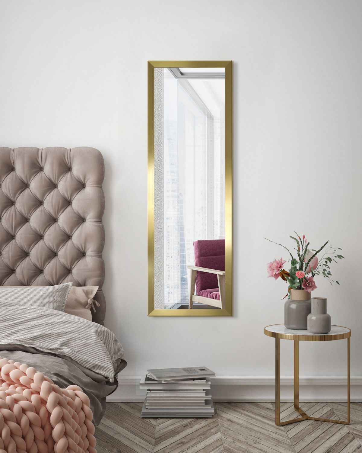 Styler Cannes lustro prostokątne 127x47 cm rama złoty błyszczący metaliczny LU-12275 - Wysyłka w 24h