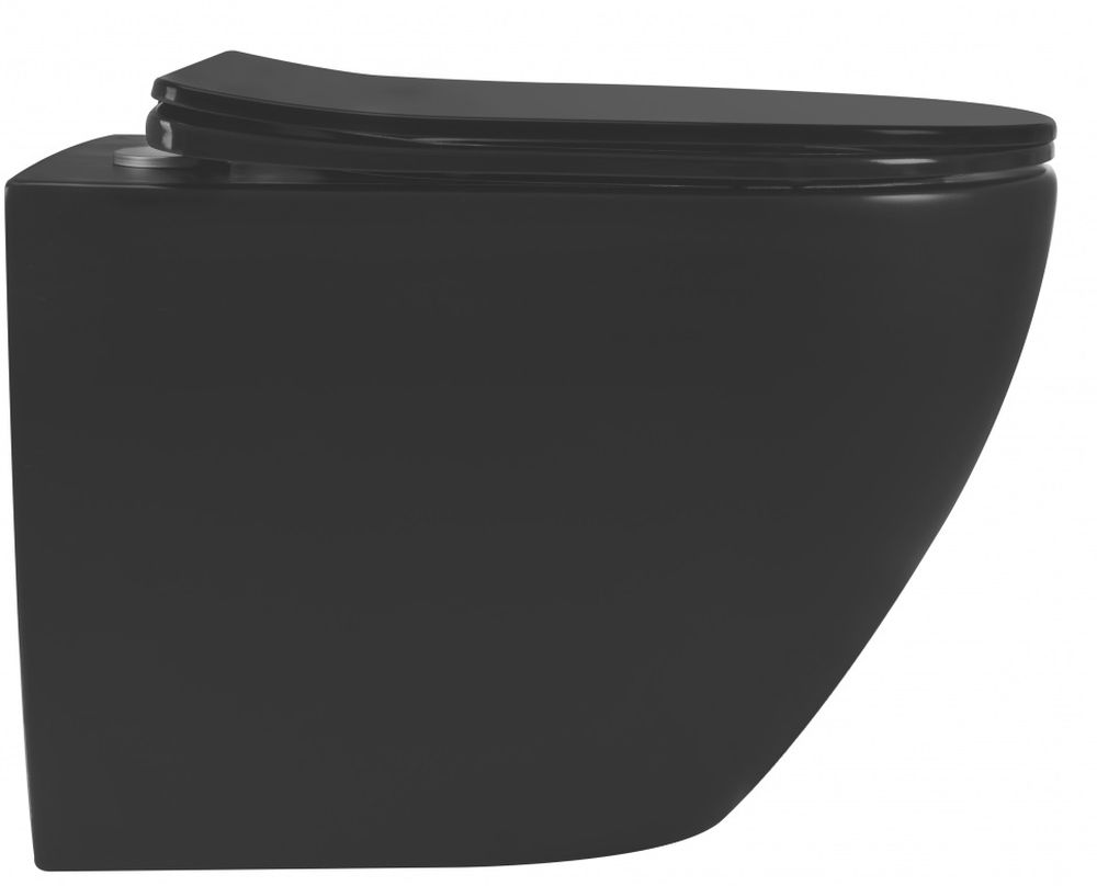 Rea Carlo Mini miska WC z deską wolnoopadającą wisząca bez kołnierza czarny mat REA-C8489