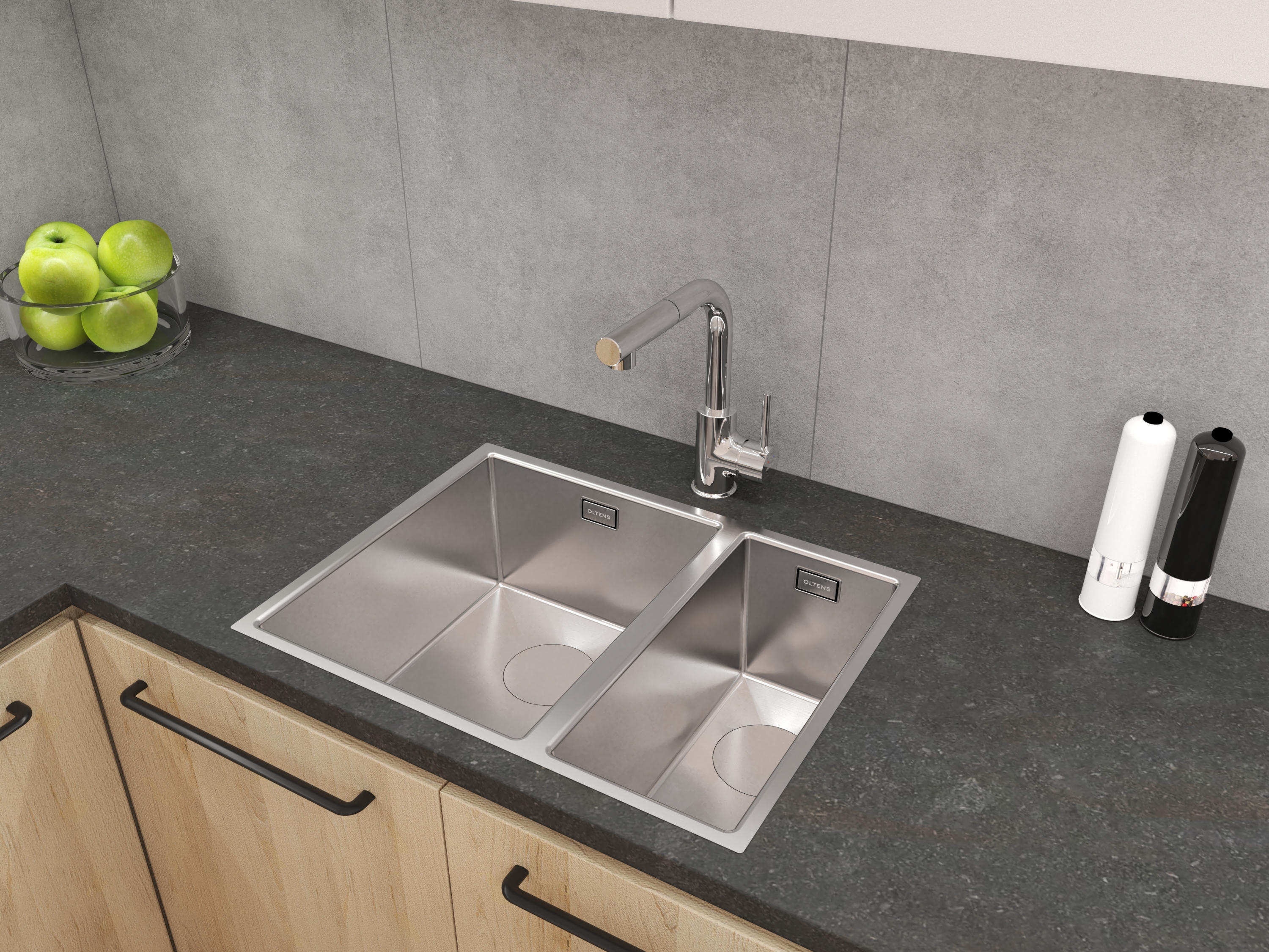 Oltens Hydda zlewozmywak stalowy 58x44 cm 1,5 komorowy stal szlachetna polerowana 71201100 - Wysyłka w 24h