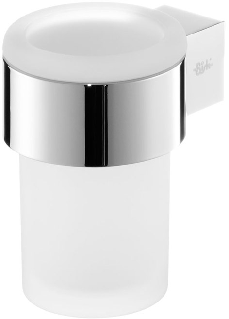 Bisk Futura silver kubek do mycia zębów z uchwytem ściennym szkło mrożone/chrom 02987 - Wysyłka w 24h