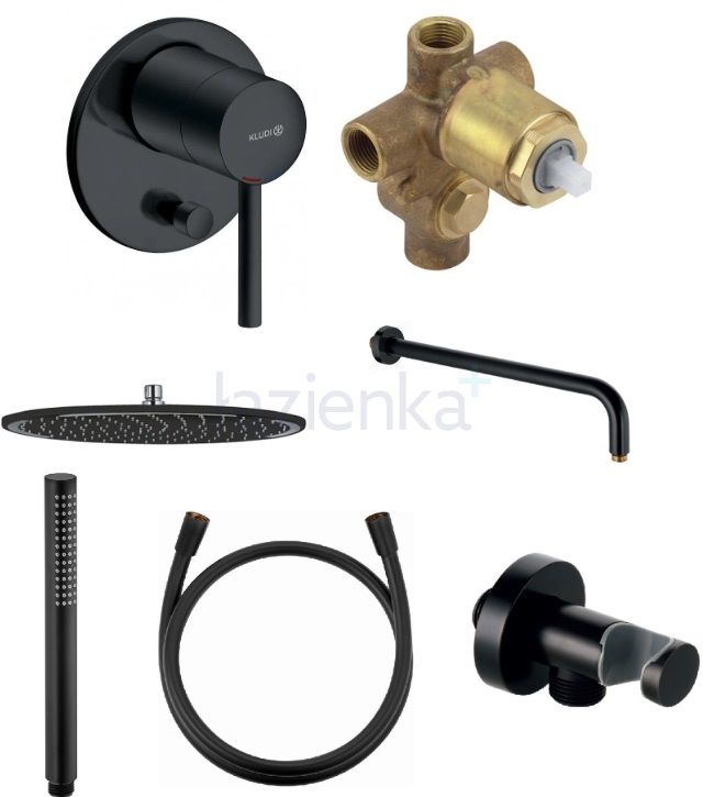 Kludi Bozz zestaw prysznicowy podtynkowy z deszczownicą czarny mat (387163976, 38624N, 643308700, 665143900, 391203900, 610713900, ... - Wysyłka w 24h