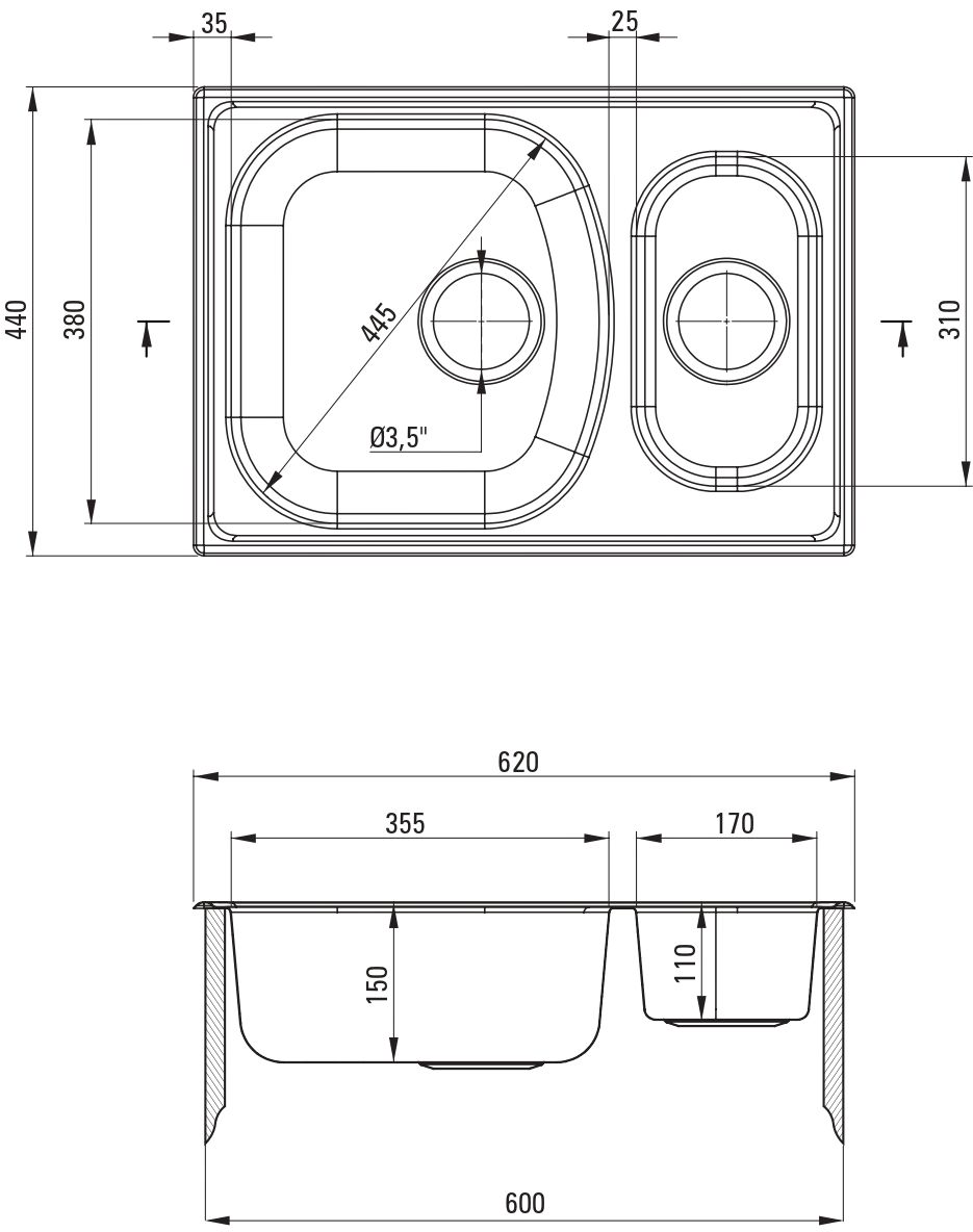 Deante Xylo zlewozmywak stalowy 62x44 cm satyna ZEX0503