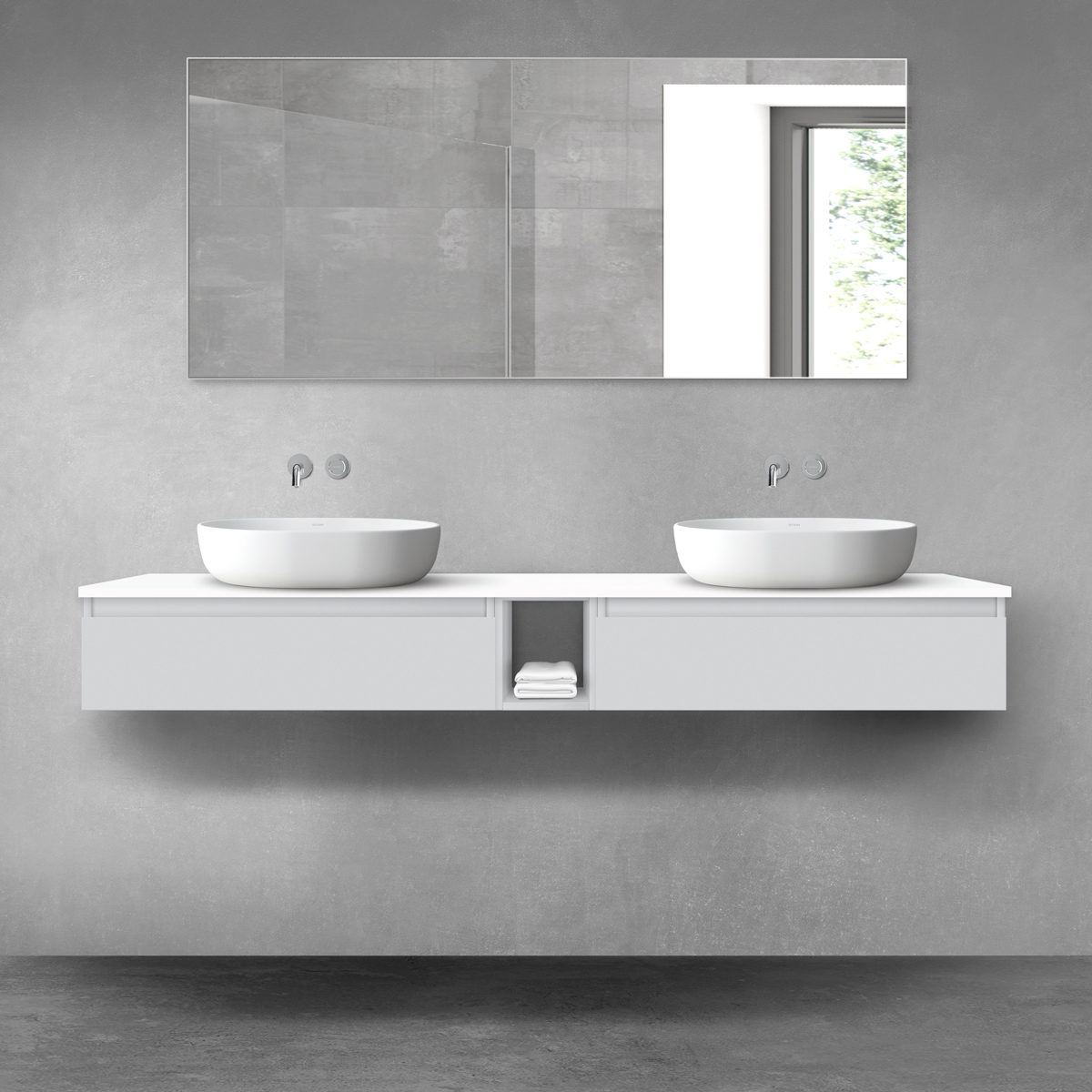 Oltens Vernal zestaw mebli łazienkowych 180 cm z blatem szary mat/biały połysk 68651700 - Wysyłka w 24h