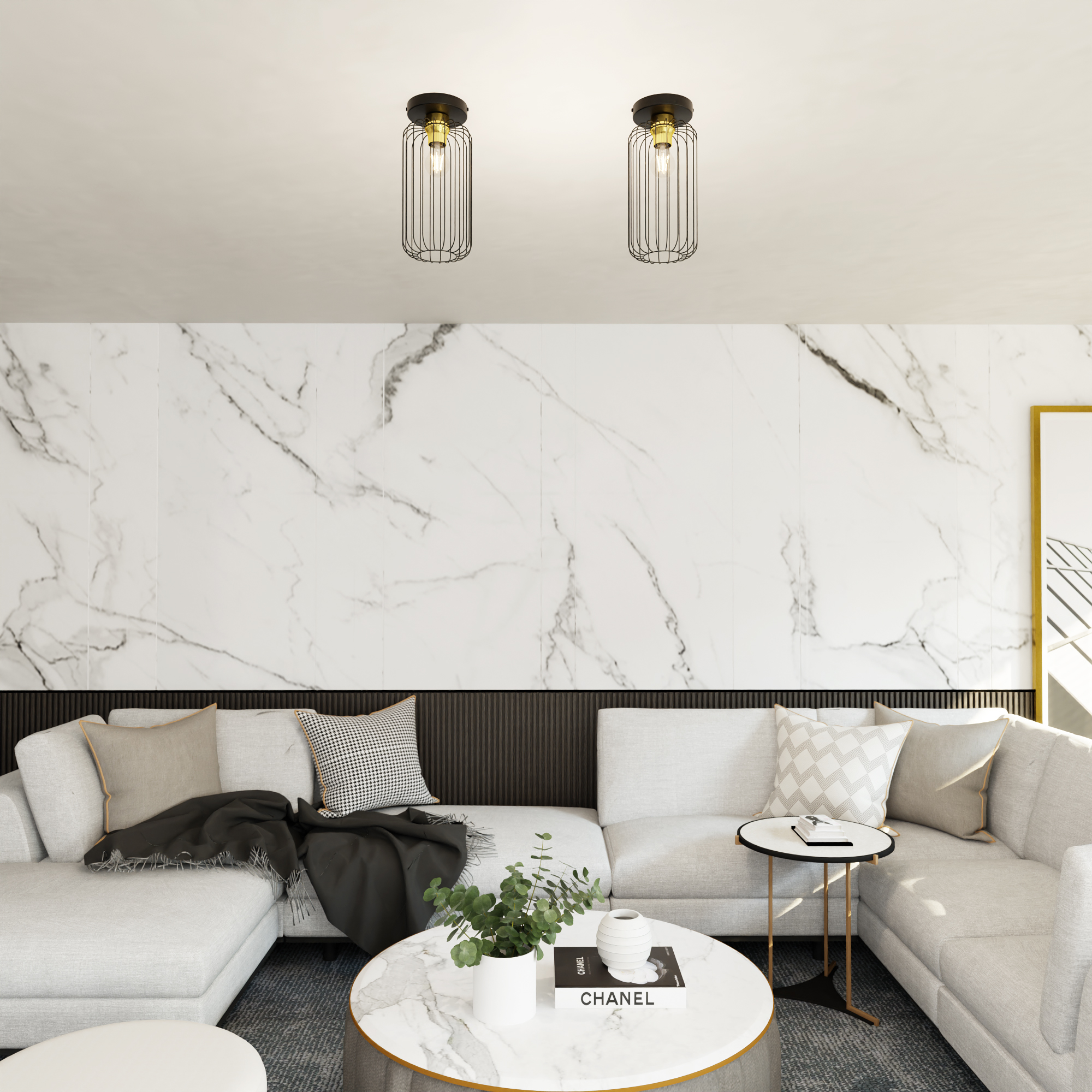 Emibig Barn lampa podsufitowa 1x15 W czarna-złota 1366/1