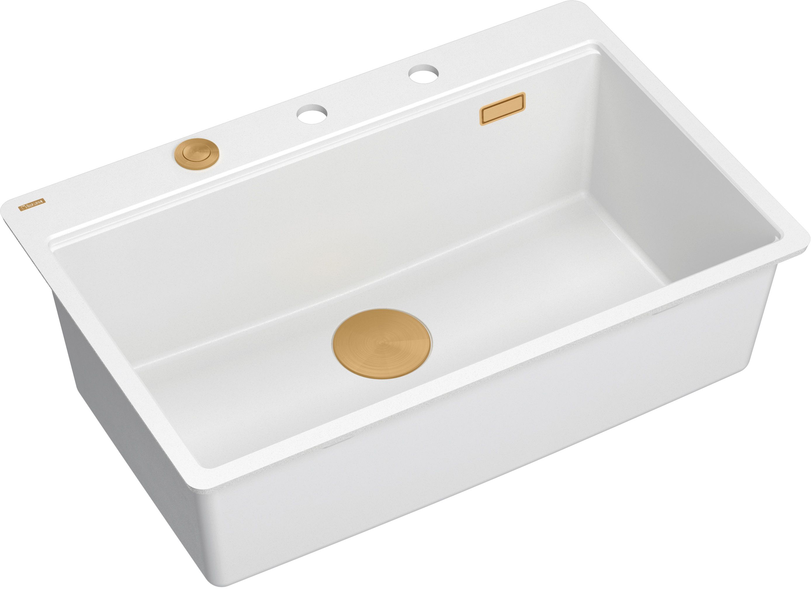 Quadron Marc 110 FM zlewozmywak 75x49 cm GraniteQ snow white/elementy miedziane HQM7650U1_FM_PVDC1