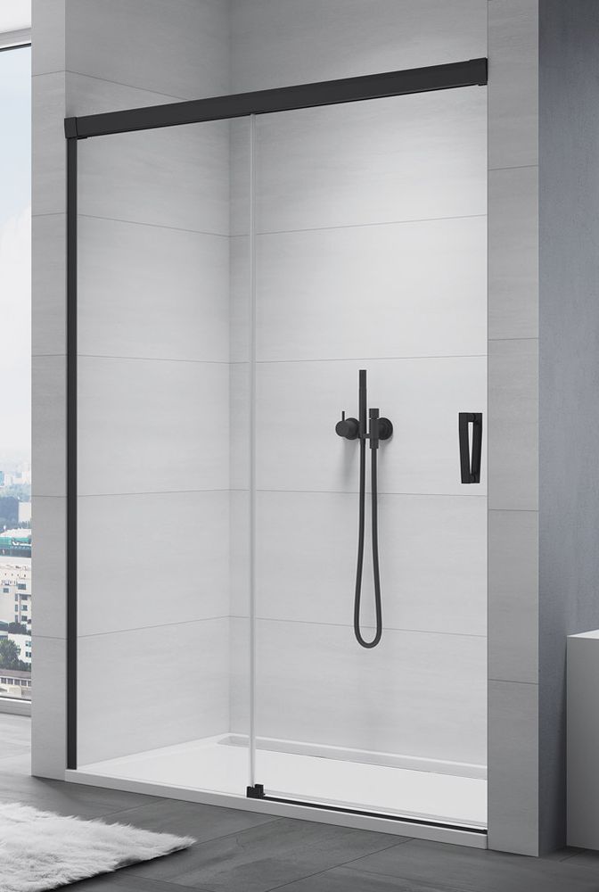 SanSwiss Cadura drzwi prysznicowe 160 cm lewe czarny mat/szkło przezroczyste CAS2G1600607