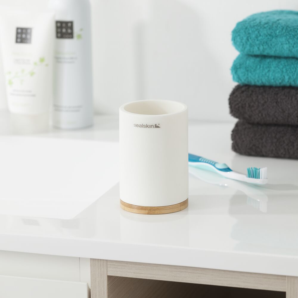 Sealskin Grace kubek do mycia zębów biały/bambus 361910410