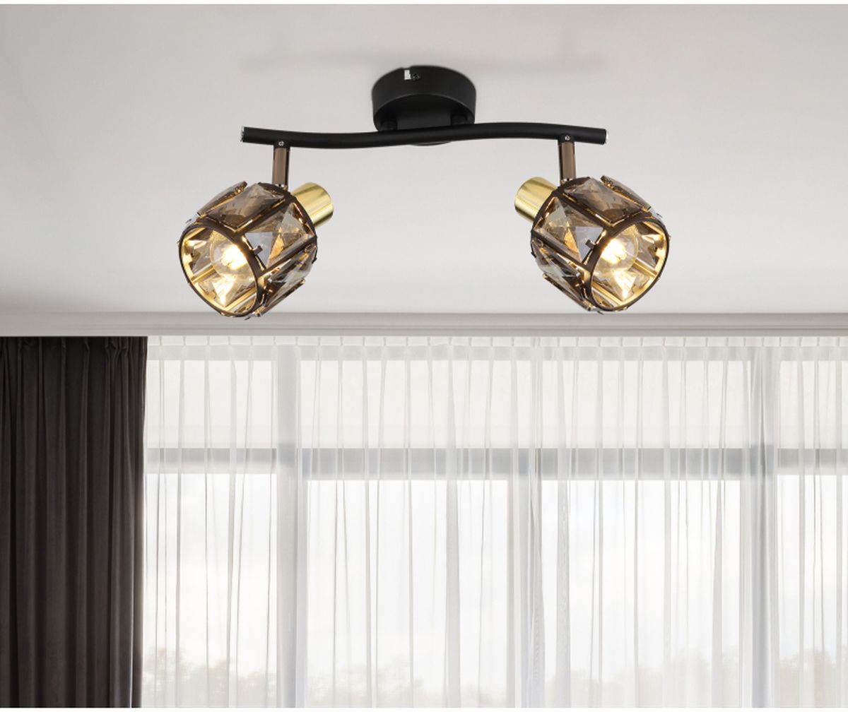 Globo Lighting Indiana lampa podsufitowa 2x40W czarny mat/złoty/przydymiony 54357-2B