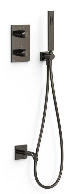 Tres Therm-Box zestaw wannowo-prysznicowy podtynkowy termostatyczny czarny metalizowany 21125007KM