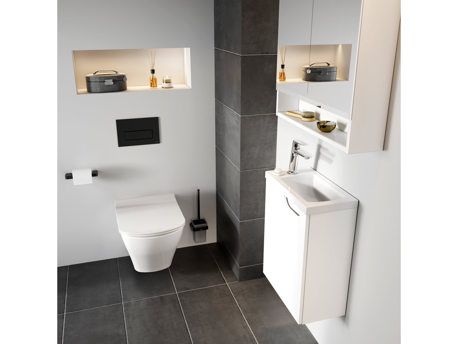 Ravak SD Classic II szafka 40 cm podumywalkowa wisząca lewa biały połysk X000001484