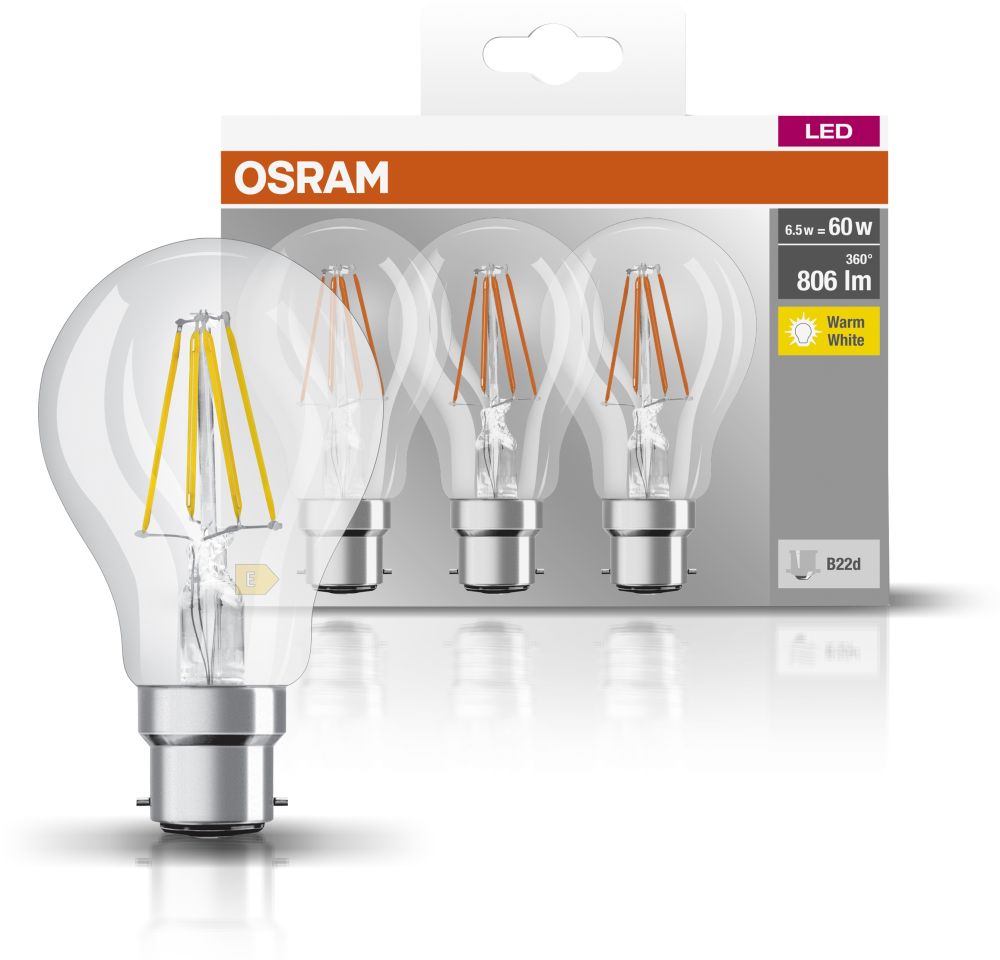 Osram LED Lamps żarówki LED Multipack 3x6,5 W 2700 K B22d