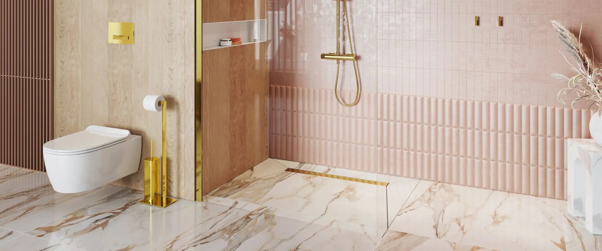 Excellent Riko stojak na papier toaletowy ze szczotką WC złoty połysk DOEX.1650GL - Wysyłka w 24h