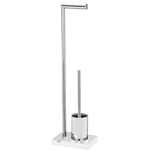 Wenko Noble stojak na papier toaletowy ze szczotką do WC 2w1 srebrny/biały 20486100 - Wysyłka w 24h