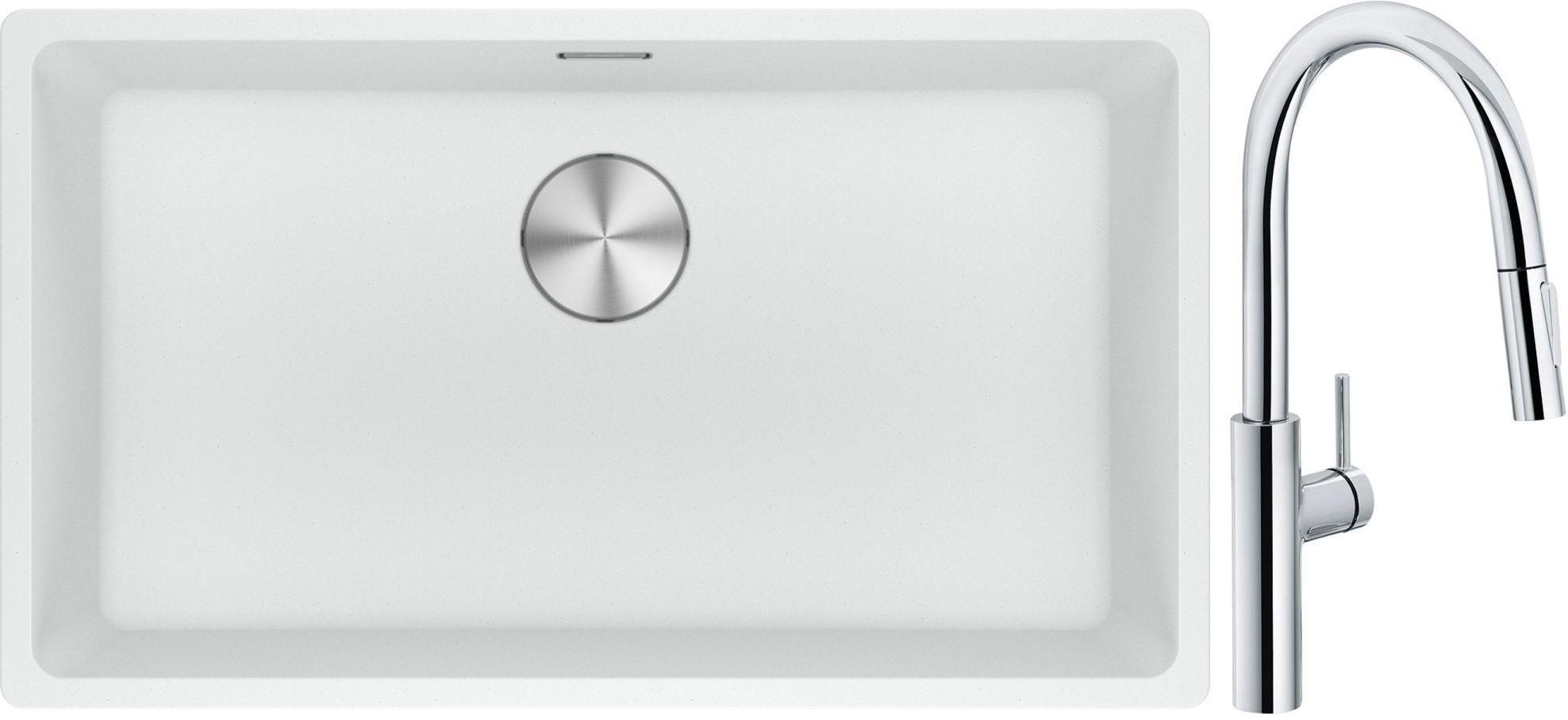 Franke Maris MRG 110-72 zlewozmywak 72x40 cm Fragranite biały polarny z baterią kuchenną Pescara L Slide-In chrom (1250687263, ...