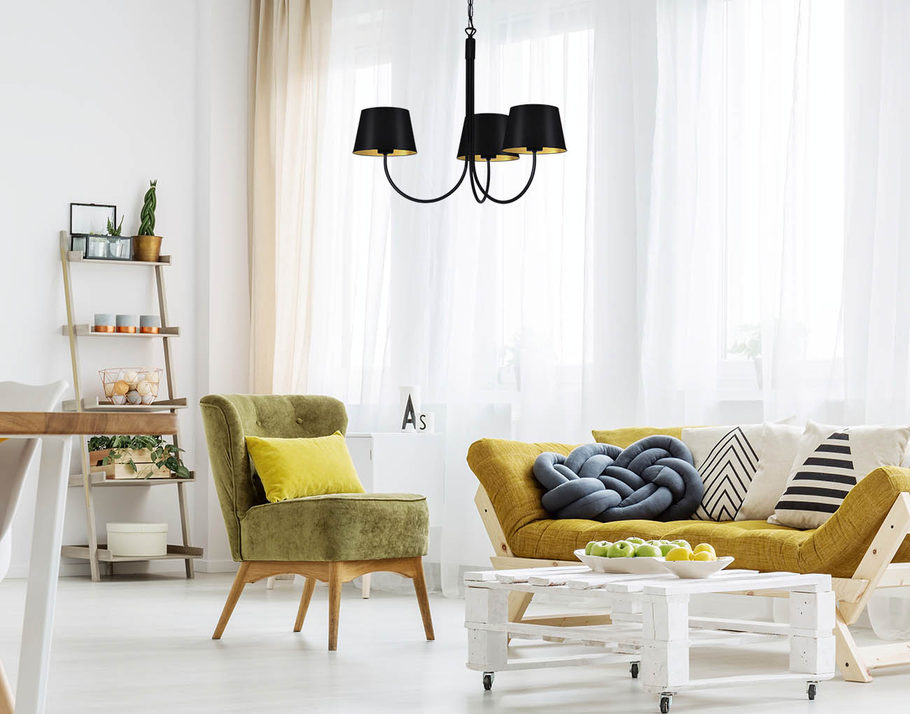 Kaja Sasto lampa wisząca 3x40W czarny/złoty K-4335