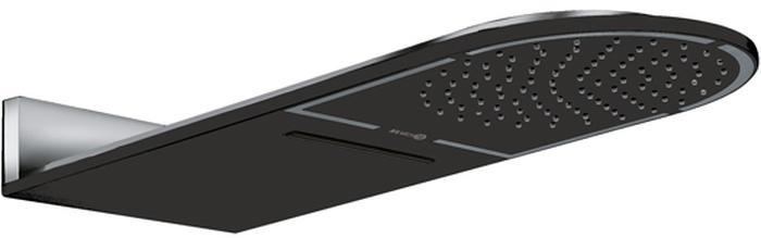 Kludi A-QA deszczownica 60x25 cm z kaskadą czarny mat/chrom 6488087-00