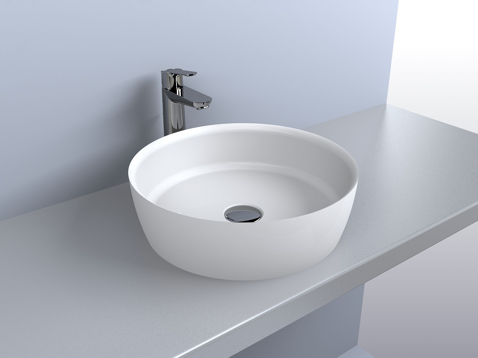 Miraggio Jakarta umywalka 40 cm nablatowa okrągła biały połysk 0000536