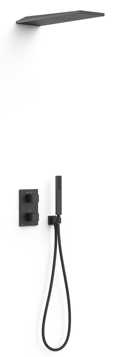 Tres Therm-Box zestaw prysznicowy podtynkowy termostatyczny z deszczownicą czarny mat 20225055NM