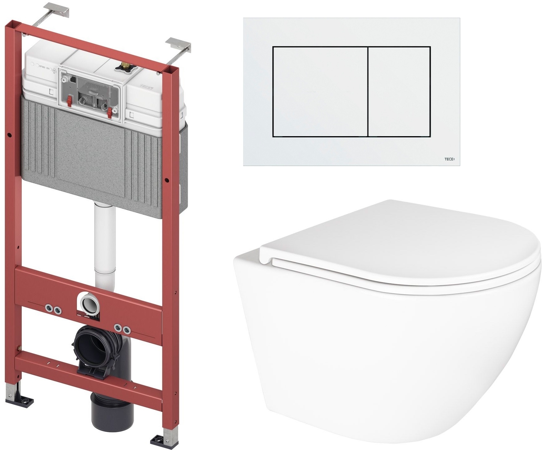 Zestaw Oltens Hamnes Kort Stille miska WC wisząca spłukiwanie wirowe z deską wolnoopadającą i stelaż podtynkowy Tece Base z ... - Wysyłka w 24h