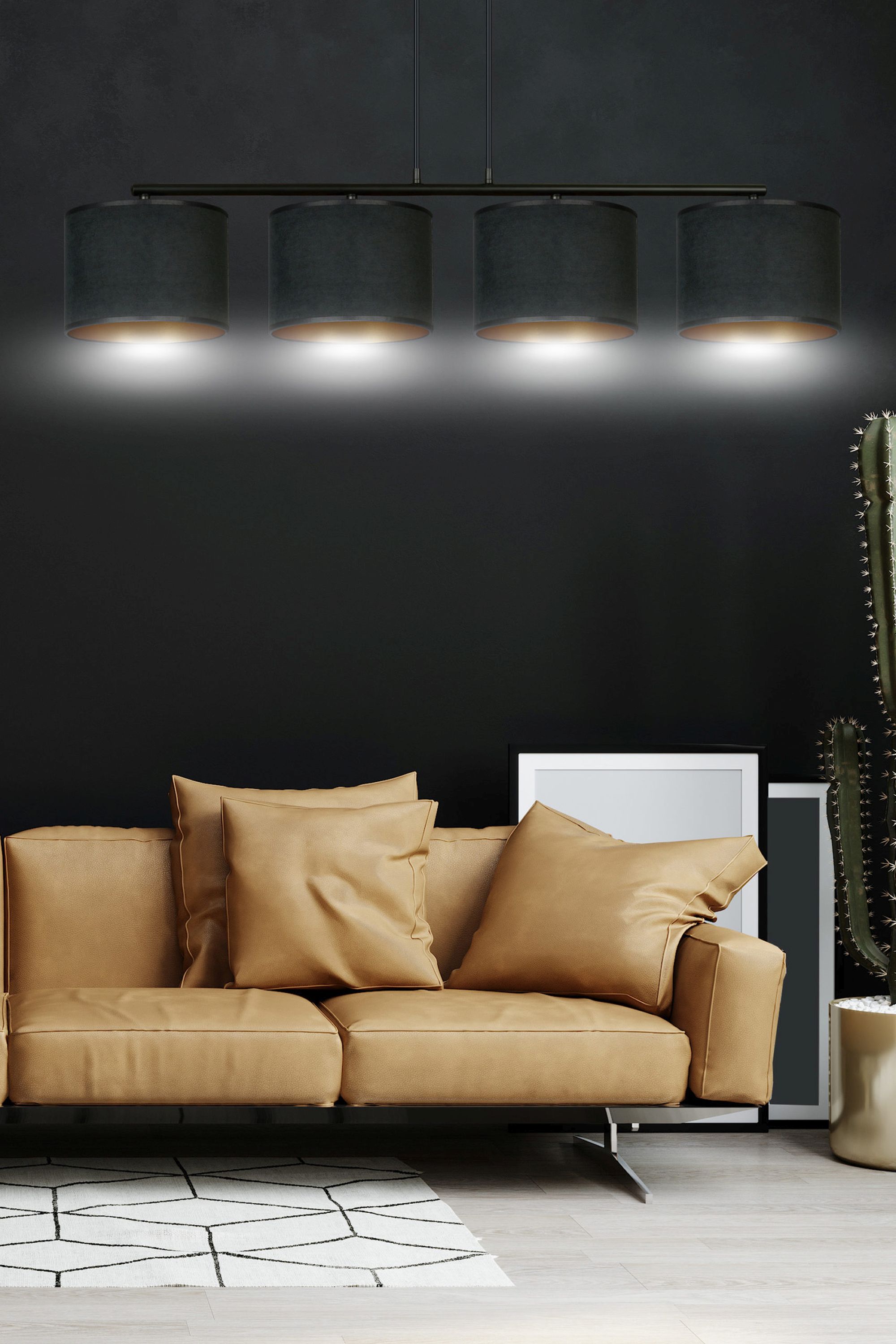 Emibig Hilde lampa wisząca 4x15 W czarna-złota 1054/4 - Wysyłka w 24h