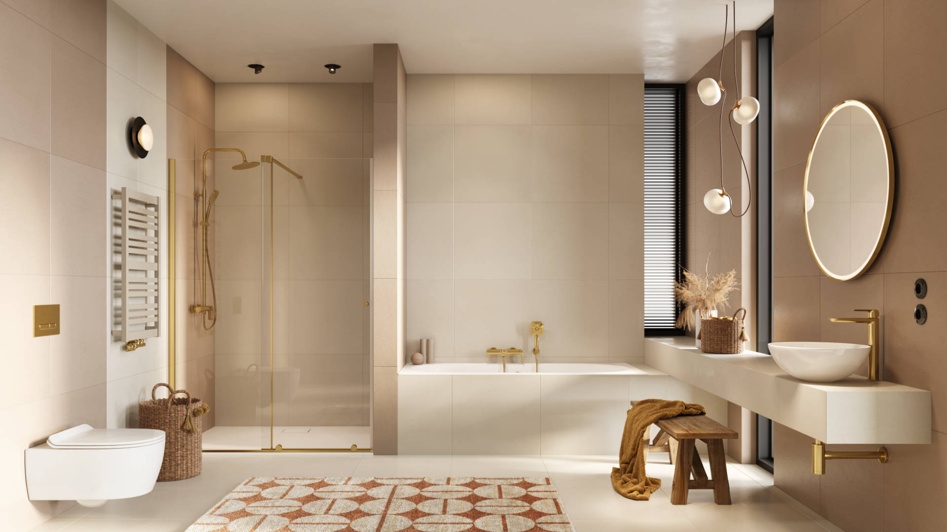 Excellent Clever 2.0 zestaw prysznicowy ścienny z deszczownicą złoty szczotkowany AREX.4181GB