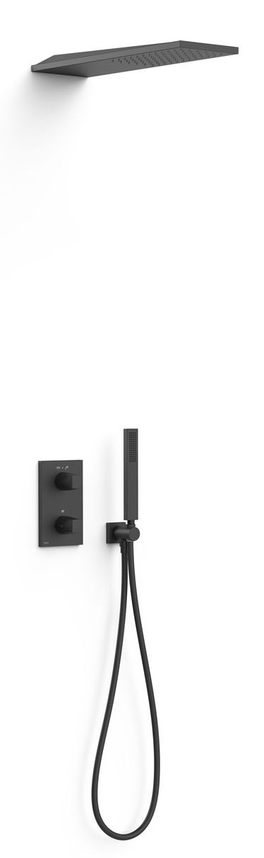Tres Therm-Box zestaw prysznicowy podtynkowy termostatyczny z deszczownicą czarny mat 21125005NM