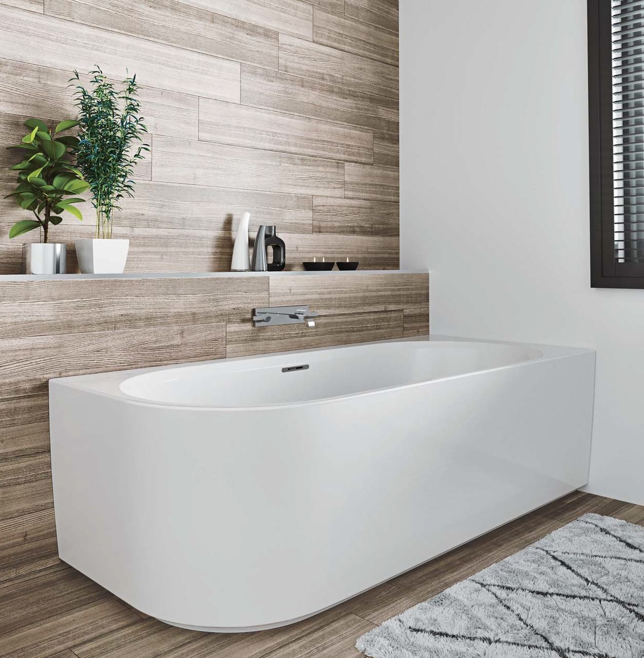 Riho Desire Corner wanna wolnostojąca 184x84 cm narożna lewa Riho Fall biały błyszczący B088007005