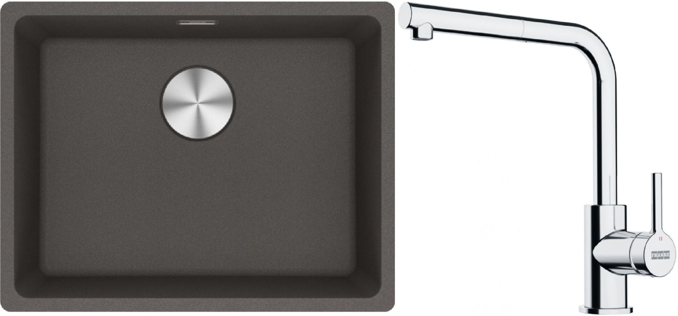 Franke Maris MRG 110-52 zlewozmywak granitowy 55,3x43,3 cm łupkowy szary z baterią kuchenną Lina chrom (1250716375, 1150712420)