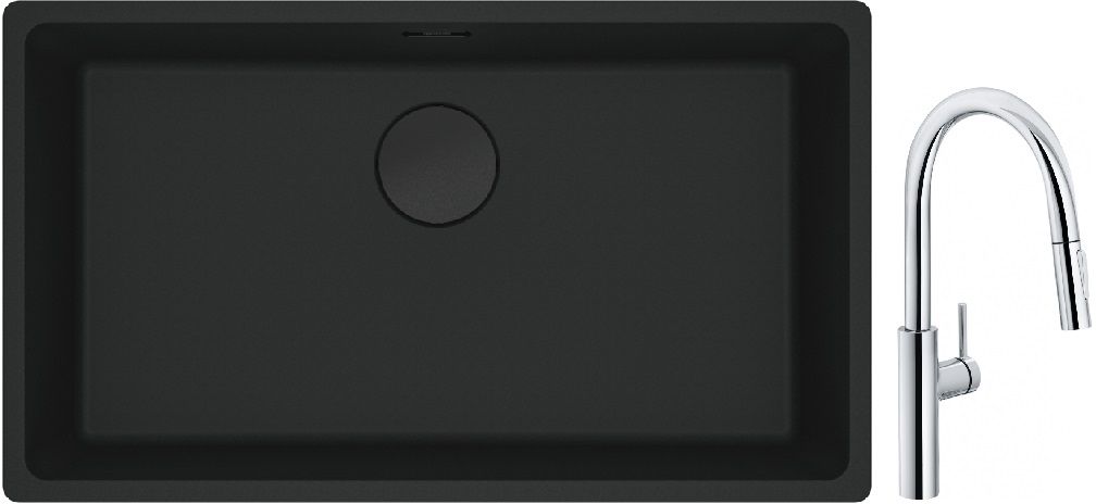 Franke Maris MRG 110-72 zlewozmywak 72x40 cm Fragranite czarny mat z baterią kuchenną Pescara L Slide-In chrom (1250697757, 1150538940) - Wysyłka w 