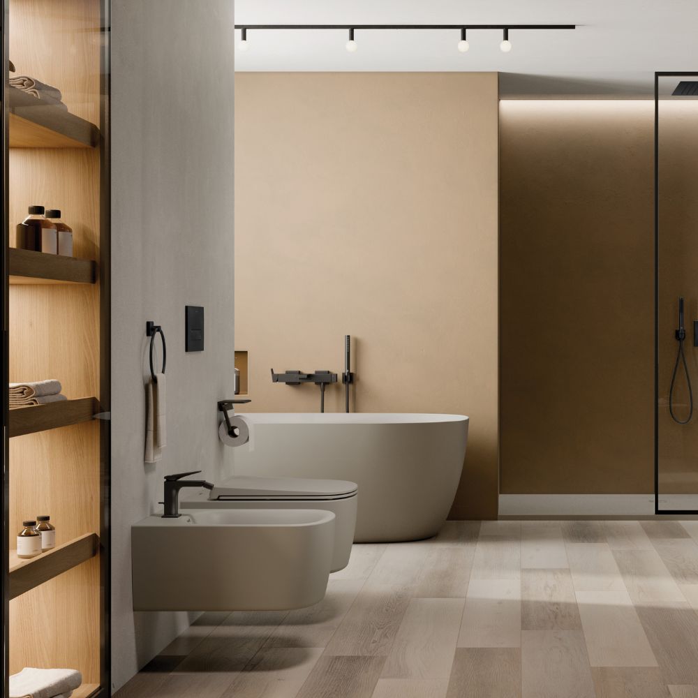 Kludi Resa S miska WC z deską wolnoopadającą wisząca bez kołnierza spłukiwanie wirowe jasny szary mat 27WCSETO2