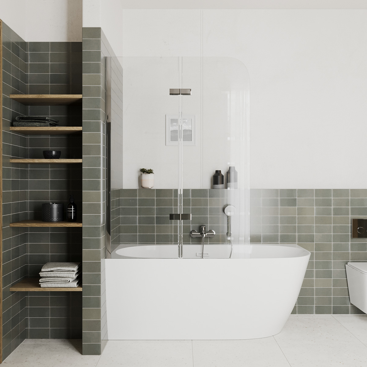 Hagser Anke II parawan nawannowy 100 cm 2-częściowy chrom błyszczący/szkło przezroczyste HGR30000023