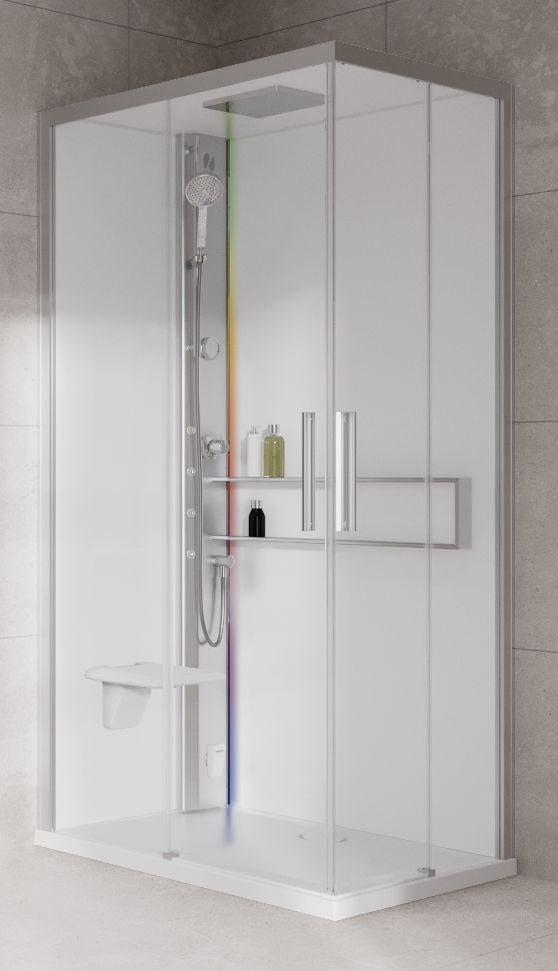 Novellini Glax 2 2.0 A kabina z hydromasażem 100x80 cm lewa parowa z brodzikiem srebrna G22A108SM5-1BB