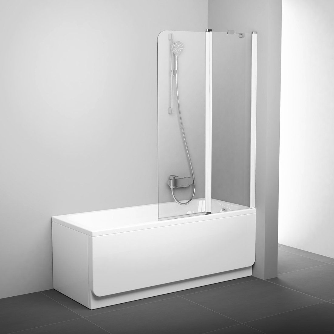 Ravak Chrome CVS2-100 R parawan nawannowy 100 cm 2-częściowy prawy biały/przezroczyste 7QRA0100Z1