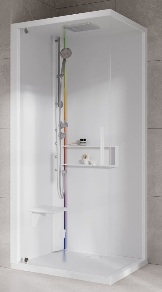 Novellini Glax 2 2.0 G+F kabina z hydromasażem 90 cm kwadratowa lewa parowa z brodzikiem total biała G22GF90ST5-1UU