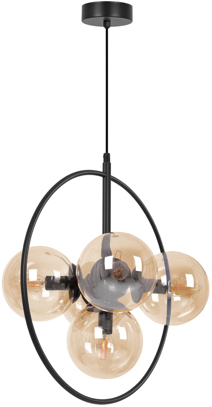 Kaja Piro lampa wisząca 5x10 W czarna-bursztynowa K-5369