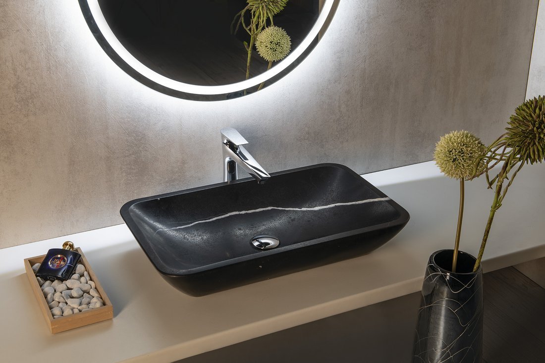 Sapho Blok umywalka 60x35 cm nablatowa prostokątna czarny Marquin mat 2401-39