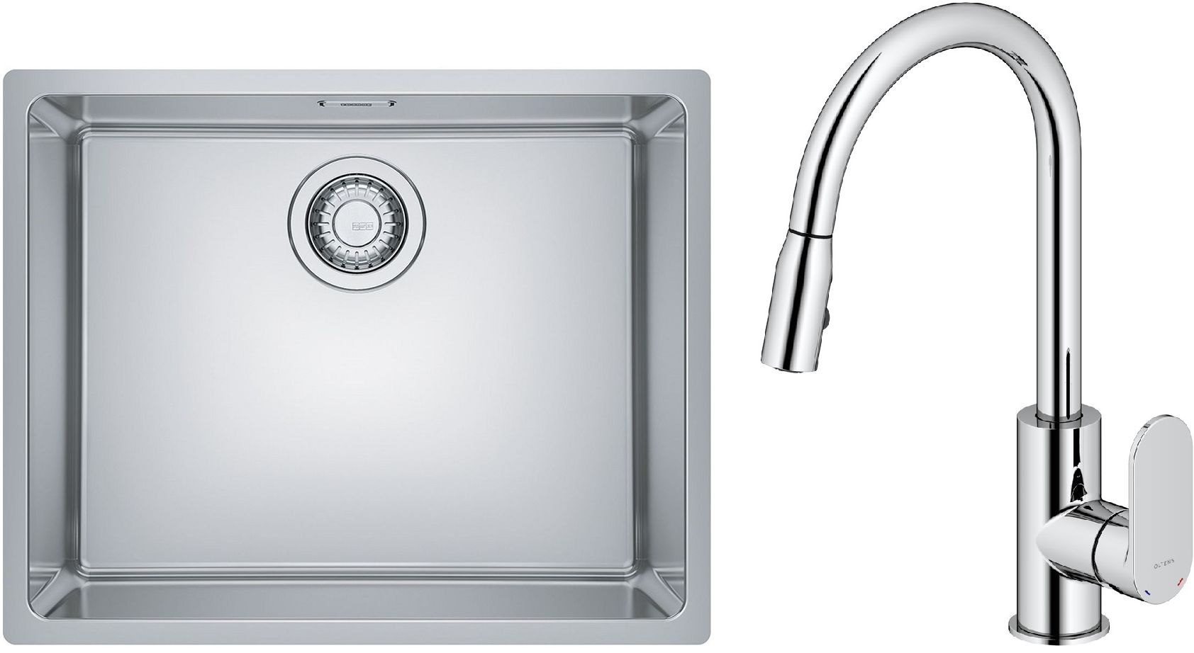 Zestaw Franke Maris 110-50 zlewozmywak stalowy 50x40 cm z baterią kuchenną Oltens Lista jedwab/chrom (1220543996, 35202100) - Wysyłka w 24h